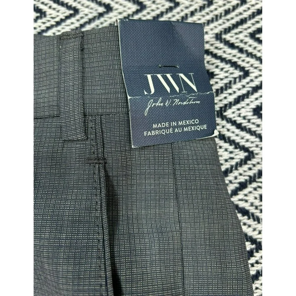 Men's John W. Nordstrom Flat Front Check Wool Dress Pants Size 34 - Grey - Picture 3 of 7